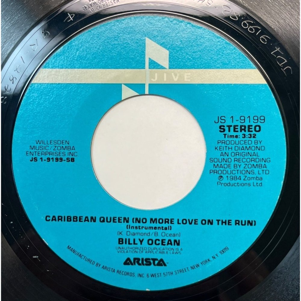 Billy Ocean Caribbean Queen / Instrumental 45 Funk Pop Soul Jive 9119
